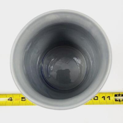 GLAZED POTTERY BLUE GREY SMALL CROCK