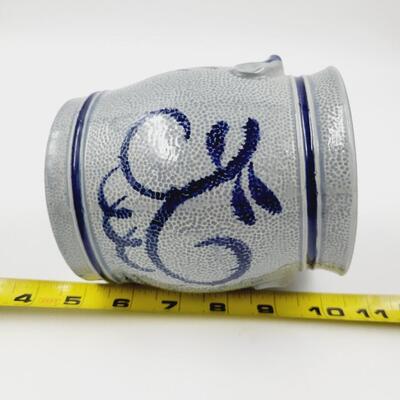 GLAZED POTTERY BLUE GREY SMALL CROCK