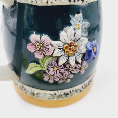 HAND PAINTED GERZ FLOWERED BEER STEIN