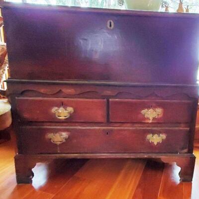 SOLD$300 Antique blanket chest on chest