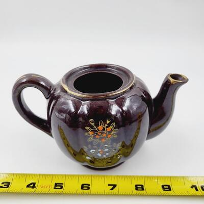 VINTAGE HAND PAINTED CERAMIC TEA KETTLE