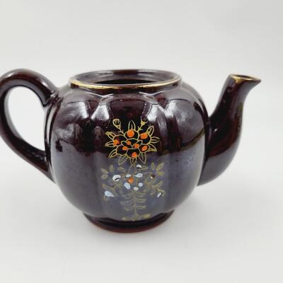 VINTAGE HAND PAINTED CERAMIC TEA KETTLE