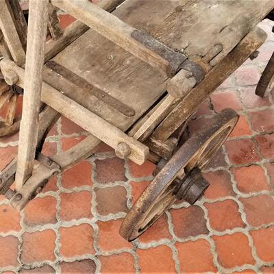 Lot# 110  Antique Primitive Pull Cart/Feeding Wagon
