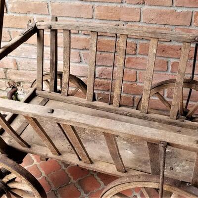 Lot# 110  Antique Primitive Pull Cart/Feeding Wagon