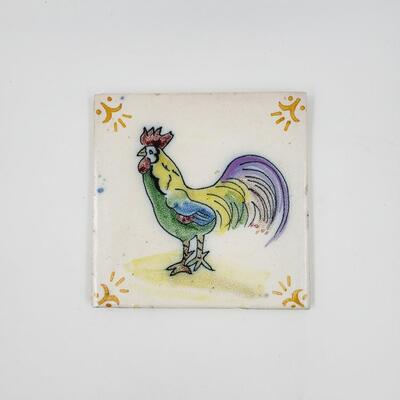 COLORFUL ROOSTER DECORATIVE TILE