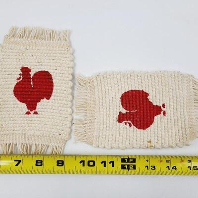 SMALL HANDMADE RUG ROOSTER COASTERS
