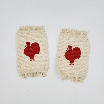SMALL HANDMADE RUG ROOSTER COASTERS