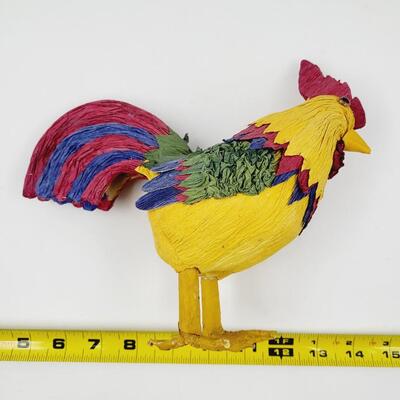PAPER MACHE STYLE ROOSTER & FRIEND