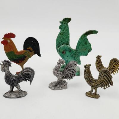 MINI METAL ROOSTER COLLECTABLES 6 PC
