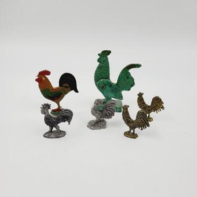 MINI METAL ROOSTER COLLECTABLES 6 PC