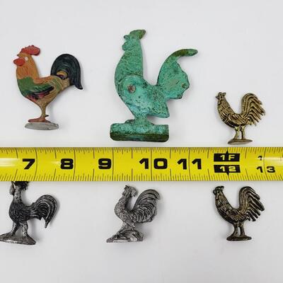 MINI METAL ROOSTER COLLECTABLES 6 PC