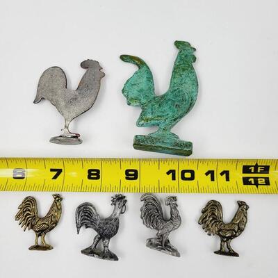 MINI METAL ROOSTER COLLECTABLES 6 PC
