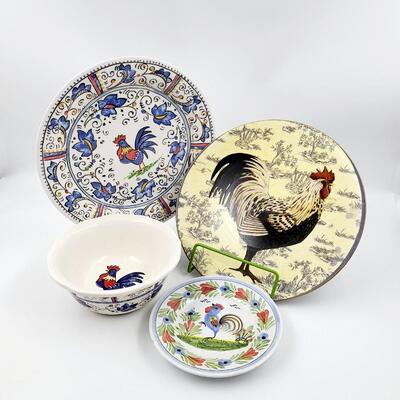 ROOSTER DECORATIVE PLATE & BOWL BUNDLE