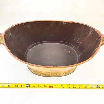 DECORATIVE METAL TUB W/ BIRDS & PEARS