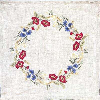 VINTAGE JOBELAN EMBROIDERED FLORAL FABRIC SQUARE/TAPESTRY - WEST GERMANY
