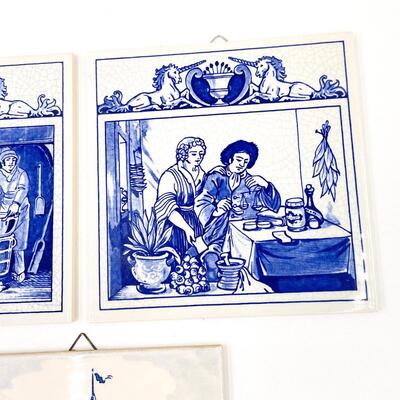 6â€ HOLLAND DELFT BLUE HAND-PAINTED CERAMIC TILE BUNDLE OF 3