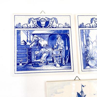 6â€ HOLLAND DELFT BLUE HAND-PAINTED CERAMIC TILE BUNDLE OF 3