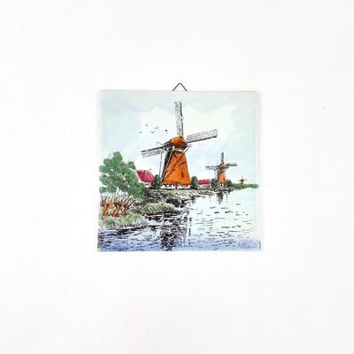 6â€ DELFT HOLLAND HAND-PAINTED WINDMILL CERAMIC TILE