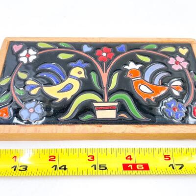 6.5â€ TERRACOTTA FOLK ART DECORATIVE TILE - DELPHI, GREECE