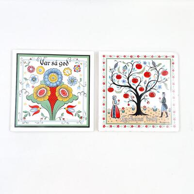 6â€ NORWEGIAN DECORATIVE CERAMIC TILES SET OF 2