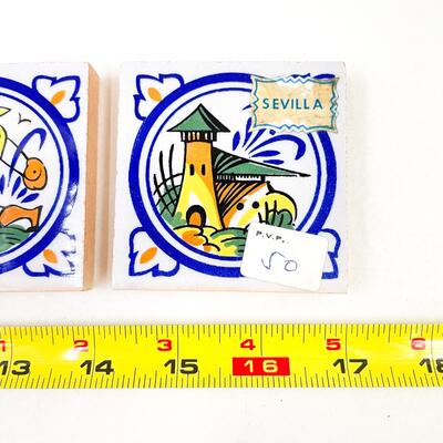 2.5â€ DECORATIVE SPANISH TILES SET OF 2 - SEVILLE