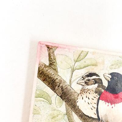3.5â€ DECORATIVE BIRD CERAMIC TILES/COASTERS SET OF 2