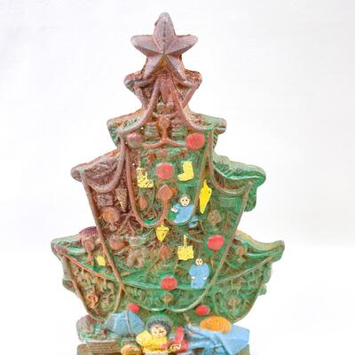 VINTAGE 11â€ CAST IRON CHRISTMAS TREE DECOR