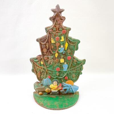 VINTAGE 11â€ CAST IRON CHRISTMAS TREE DECOR