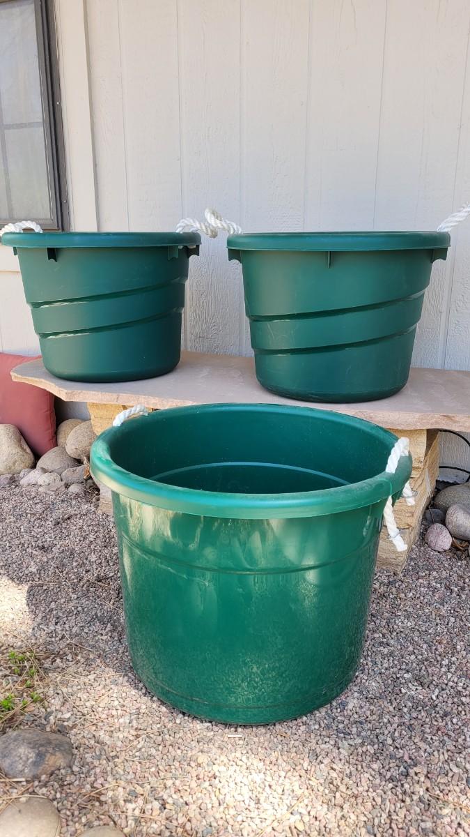 Lot 273 (3) Large Green Plastic Tote Tubs