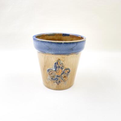 4â€ STONEWARE FLEUR DE LIS POT/CROCK
