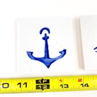 MINI 3â€ NAUTICAL CERAMIC TILES SET OF 2