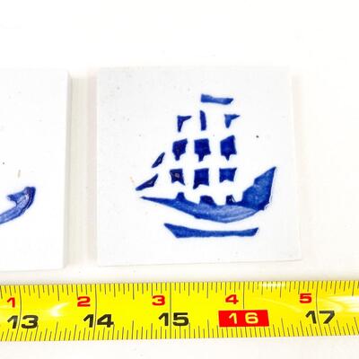 MINI 3â€ NAUTICAL CERAMIC TILES SET OF 2