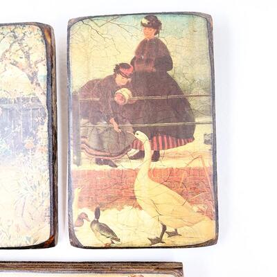 OLD MASTER REPRODUCTIONS â€œFARMHOUSE MEMORIESâ€ SMALL WALL PLAQUES, SET OF 3