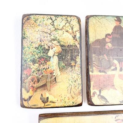 OLD MASTER REPRODUCTIONS â€œFARMHOUSE MEMORIESâ€ SMALL WALL PLAQUES, SET OF 3