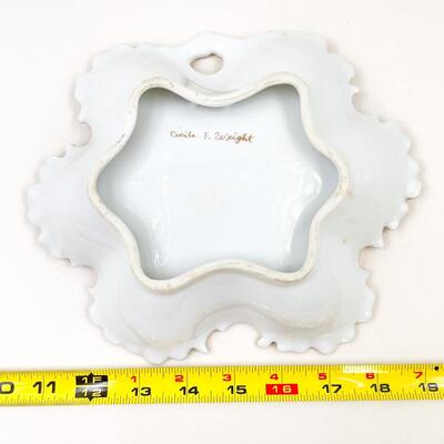 9â€ GOLD SCALLOPED EDGE DECORATIVE BOWL - SIGNED CECILE F. WRIGHT