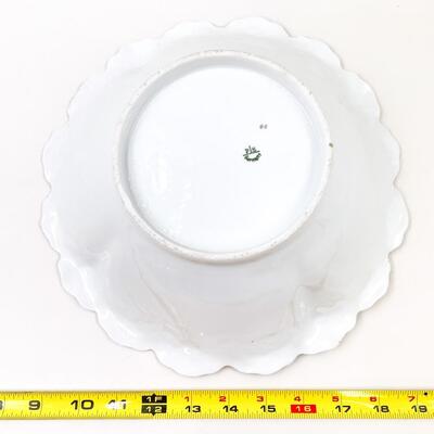 VINTAGE 11â€ PINK FLORAL PORCELAIN BOWL - MARKED â€œP S GERMANYâ€