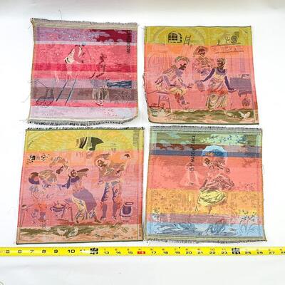 10.5â€ SQUARE TAPESTRIES, SET OF 4 - MADE IN FRANCE
