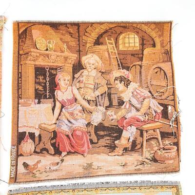 10.5â€ SQUARE TAPESTRIES, SET OF 4 - MADE IN FRANCE