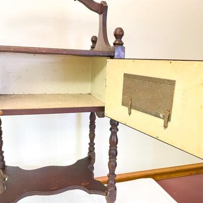 ANTIQUE SOLID WOOD SEWING BOX/SIDE TABLE W/ SPINDLE LEGS
