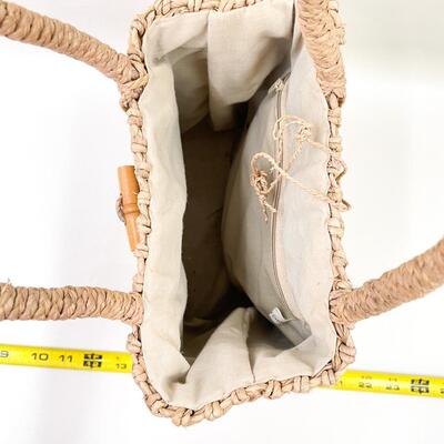SMALL WOVEN JUTE HANDBAG