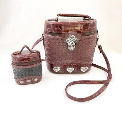 FANCY BURGUNDY HANDBAG W/ MATCHING MINI BAG