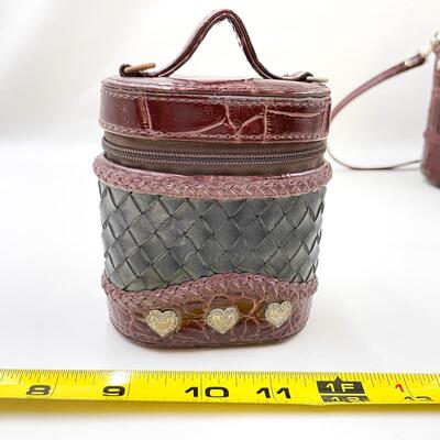 FANCY BURGUNDY HANDBAG W/ MATCHING MINI BAG