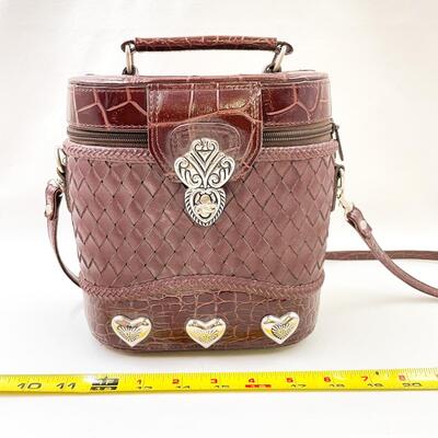 FANCY BURGUNDY HANDBAG W/ MATCHING MINI BAG