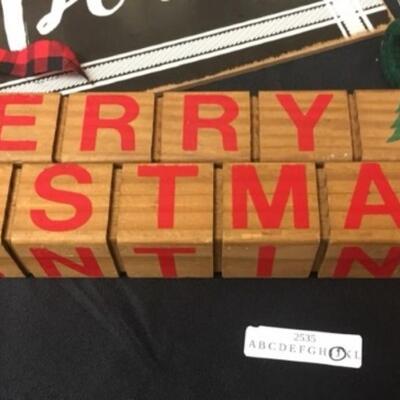 : Box Lot Christmas: P E A C E candle holders, wooden holiday sign, etc;