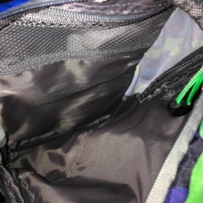 Purses / hangbags: Coleman blue/green camo bookbag;
