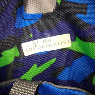 Purses / hangbags: Coleman blue/green camo bookbag;
