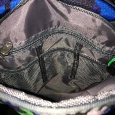 Purses / hangbags: Coleman blue/green camo bookbag;