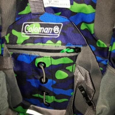 Purses / hangbags: Coleman blue/green camo bookbag;