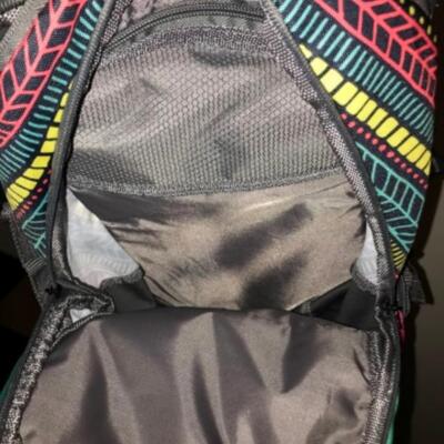 Purses / hangbags: Coleman multi colored bookbag;