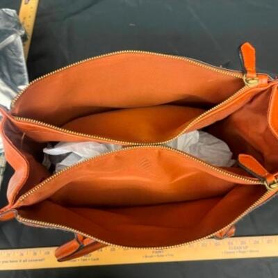 Purses / handbags: Large brown purse, large Silver purse, 7 smaller bags;